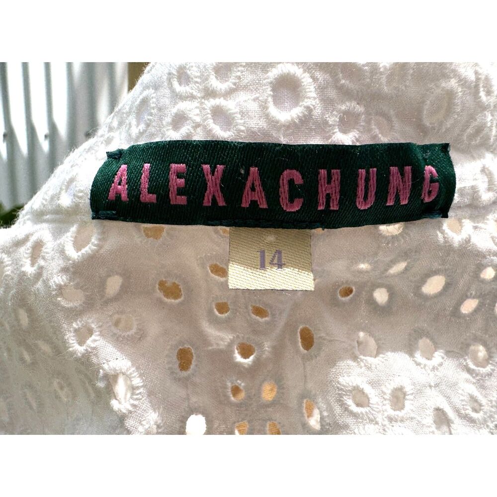 RARE Alexa Chung White Cotton Eyelt Fluttr Cape Midi Dress SZ EU 14 = US 10 2017 - Picture 5 of 16